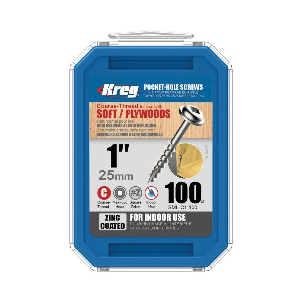 Maxi-Lock varžtai stambiu sriegiu KREG SML-C1-100-INT 25mm, 100vnt. Maxi-Lock varžtai stambiu sriegiu KREG SML-C1-100-INT 25mm, 100vnt.