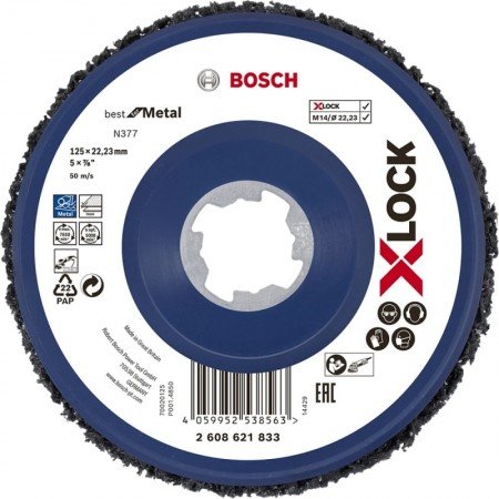 Metalo paviršių valymo diskas BOSCH N377 Metal X-Lock 125mm-Metalo šlifavimo diskai-Šlifavimo įrankiai-Bosch-irankiai-darbui