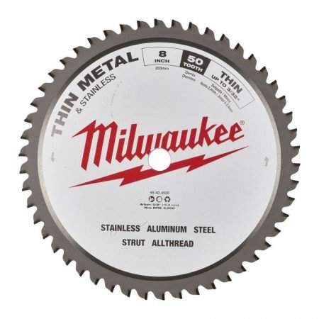 Metalo pjovimo diskas MILWAUKEE 203x1,8x15,8 50T-Metalo pjovimo diskai-Pjovimo diskai-Milwaukee Accessories-irankiai-darbui