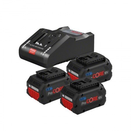 Akumuliatorių ir įkroviklio komplektas BOSCH GBA ProCORE 18V 3x8,0Ah-Įrankių akumuliatoriai ir jų priedai-Akumuliatoriniai įrank