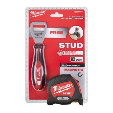 Profesionali ruletė su magnetu MILWAUKEE STUD gen2, 5 m su priedu-Ruletės-Matavimo įrankiai-Milwaukee Accessories-irankiai-darbu