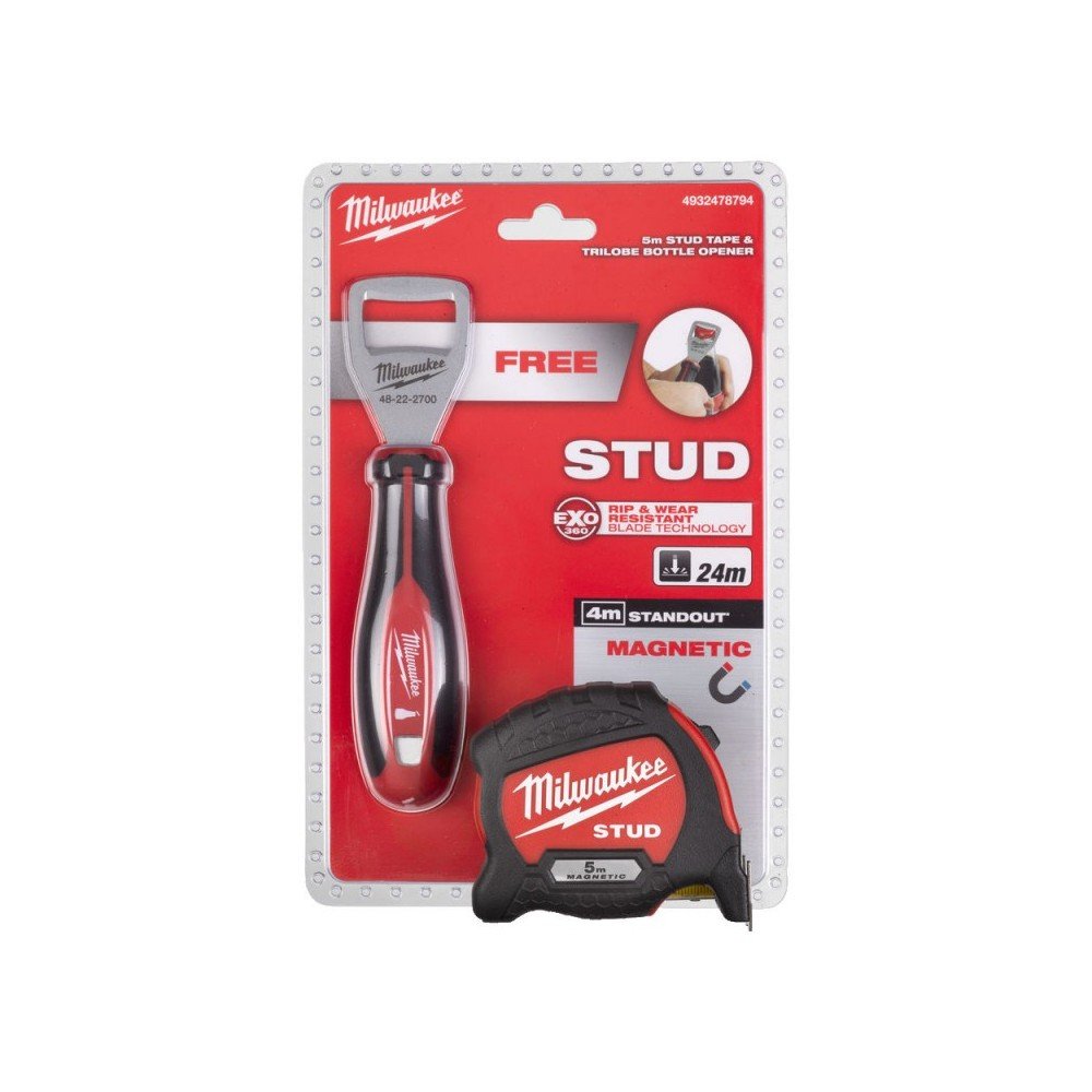 Profesionali ruletė su magnetu MILWAUKEE STUD gen2, 5 m su priedu-Ruletės-Matavimo įrankiai-Milwaukee Accessories-irankiai-darbu