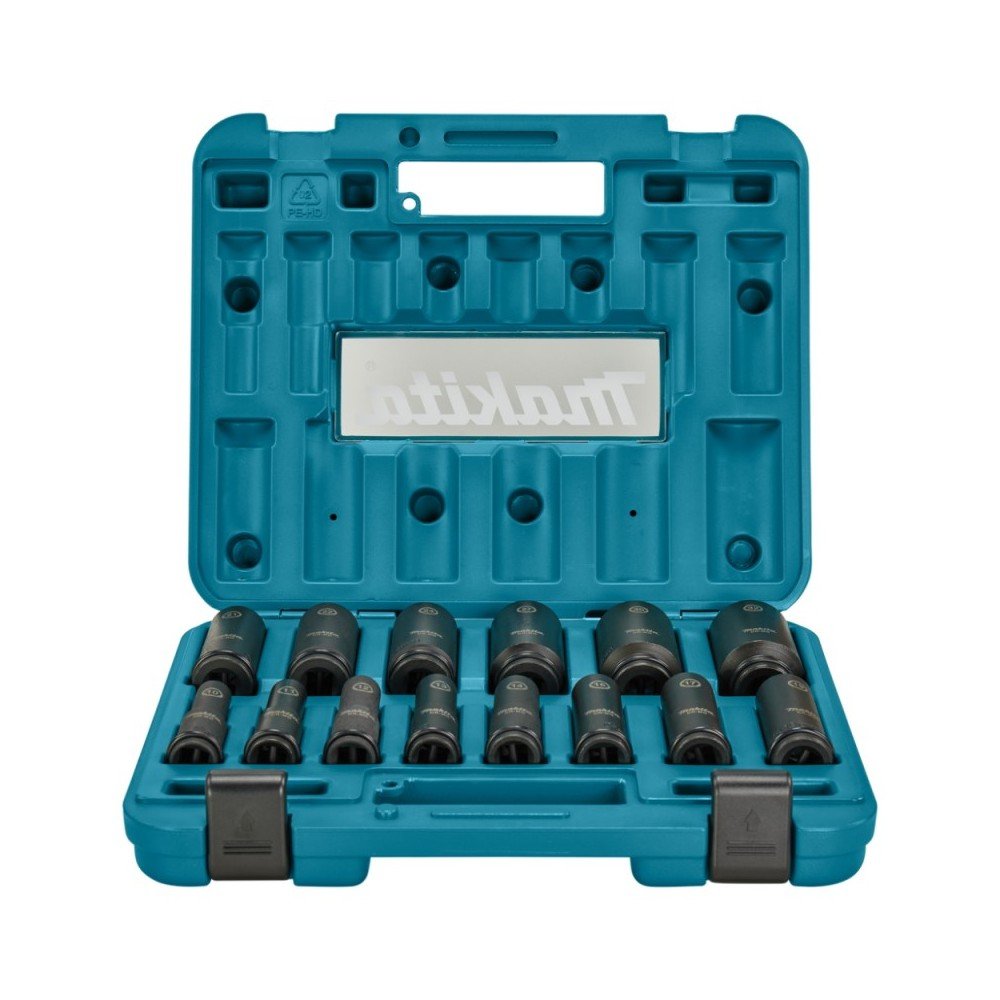 1/2" smūginių sukimo galvučių rinkinys MAKITA E-16586, 14vnt.-Galvutės, galvučių rinkiniai-Autoserviso įranga-Makita Accessories 1/2" smūginių sukimo galvučių rinkinys MAKITA E-16586, 14vnt.-Galvutės, galvučių rinkiniai-Autoserviso įranga-Makita Accessories