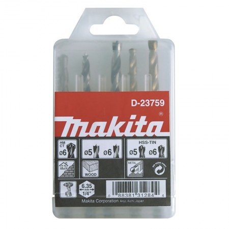 5 dalių grąžtų rinkinys MAKITA D-23759-Grąžtų rinkiniai-Metalo grąžtai, frezos-Makita Accessories-irankiai-darbui