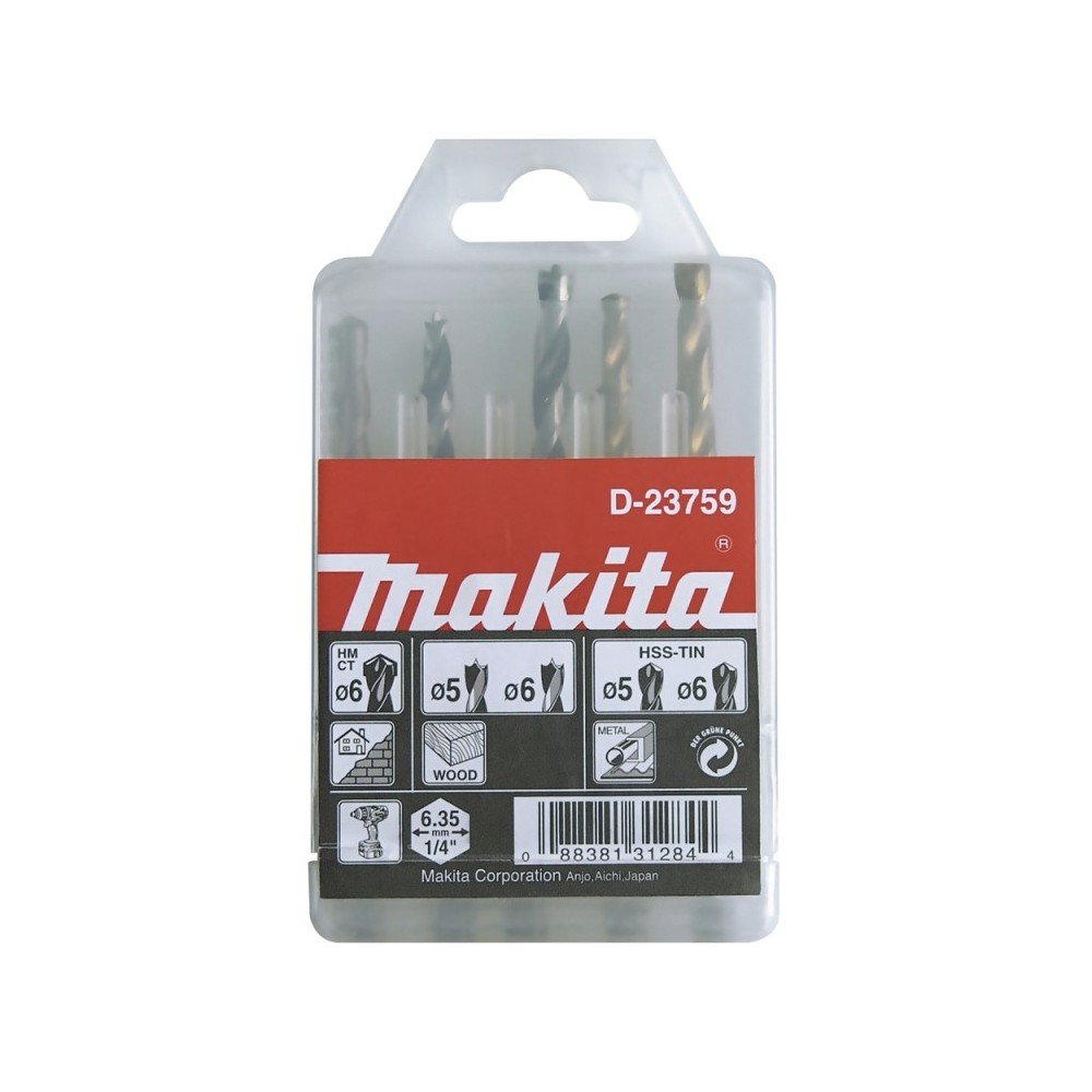 5 dalių grąžtų rinkinys MAKITA D-23759-Grąžtų rinkiniai-Metalo grąžtai, frezos-Makita Accessories-irankiai-darbui 5 dalių grąžtų rinkinys MAKITA D-23759-Grąžtų rinkiniai-Metalo grąžtai, frezos-Makita Accessories-irankiai-darbui
