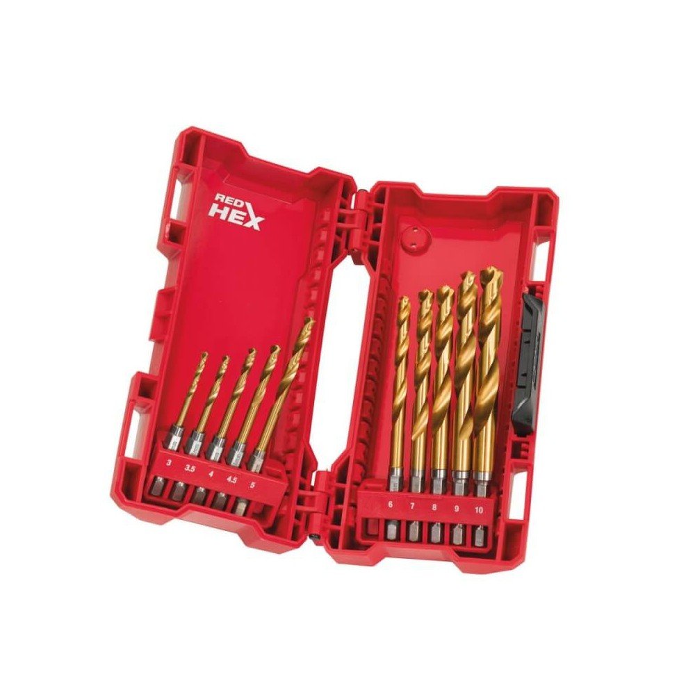10 dalių metalo grąžtų rinkinys MILWAUKEE Shockwave HSS-G TIN-Įvairūs metalo grąžtai-Metalo grąžtai, frezos-Milwaukee Accessorie