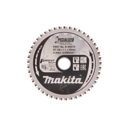 Pjovimo diskas metalui MAKITA Efficut 136x20x1,1mm Z45-Metalo pjovimo diskai-Pjovimo diskai-Makita Accessories-irankiai-darbui