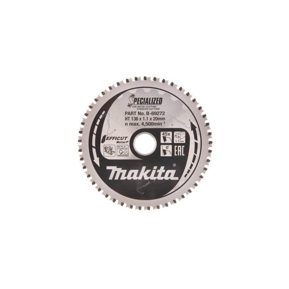 Pjovimo diskas metalui MAKITA Efficut 136x20x1,1mm Z45-Metalo pjovimo diskai-Pjovimo diskai-Makita Accessories-irankiai-darbui Pjovimo diskas metalui MAKITA Efficut 136x20x1,1mm Z45-Metalo pjovimo diskai-Pjovimo diskai-Makita Accessories-irankiai-darbui