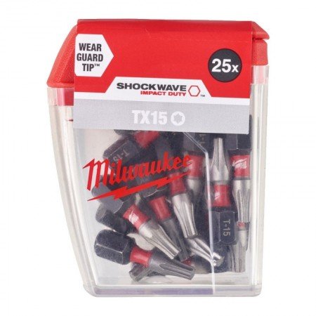 Smūginis sukimo antgalis MILWAUKEE TX15x25 1 vnt.-Atsuktuvų antgaliai, adapteriai-Suktuvai, gręžtuvai ir veržliasukiai-Milwaukee