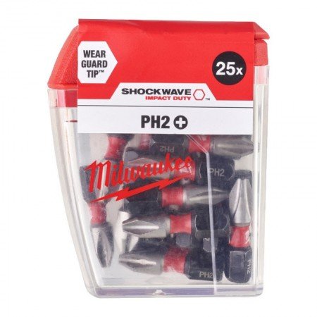 Smūginis sukimo antgalis MILWAUKEE PH2x25 1 vnt.-Atsuktuvų antgaliai, adapteriai-Suktuvai, gręžtuvai ir veržliasukiai-Milwaukee 