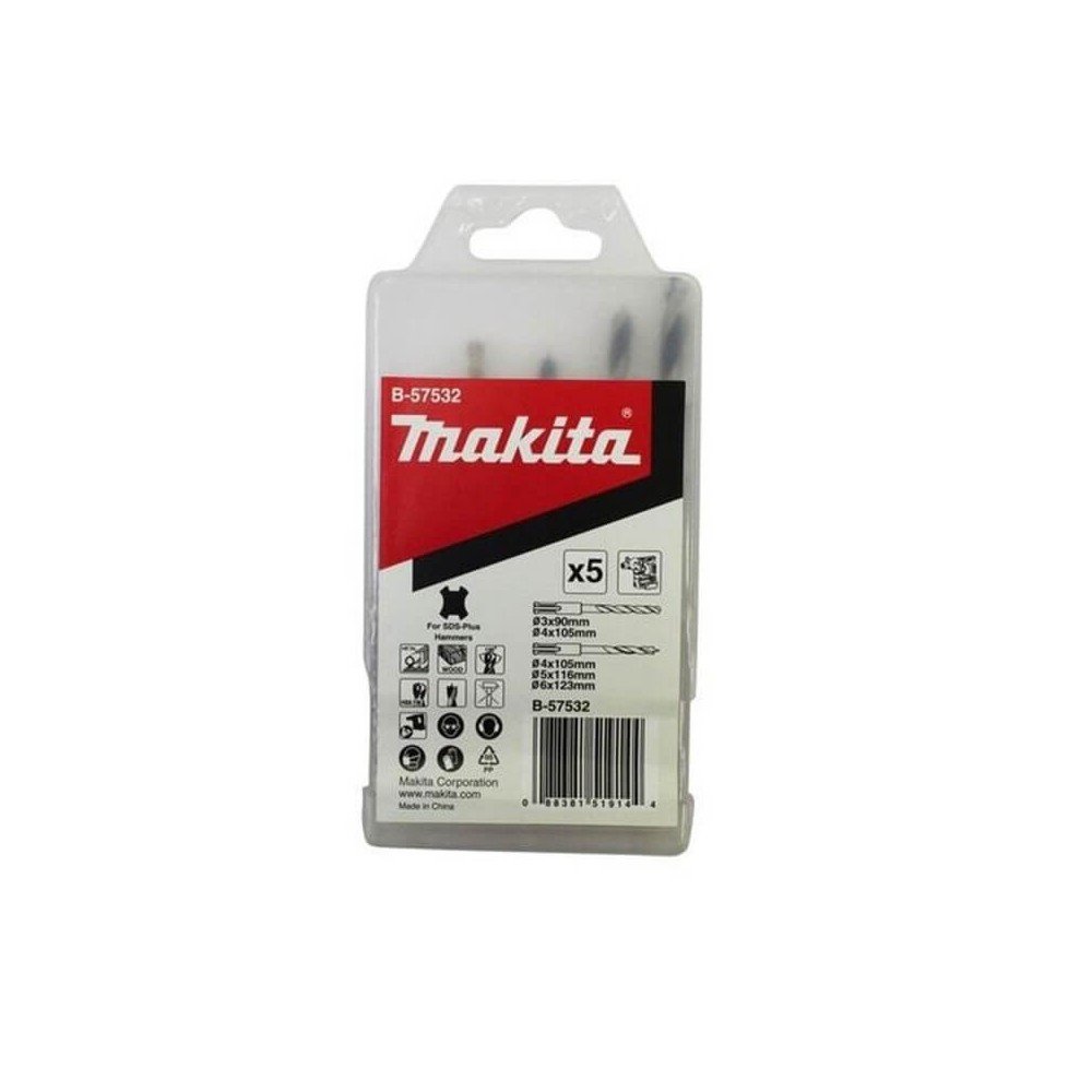 Grąžtų rinkinys medžiui/metalui MAKITA B-57532 SDS+-Grąžtų rinkiniai-Metalo grąžtai, frezos-Makita Accessories-irankiai-darbui