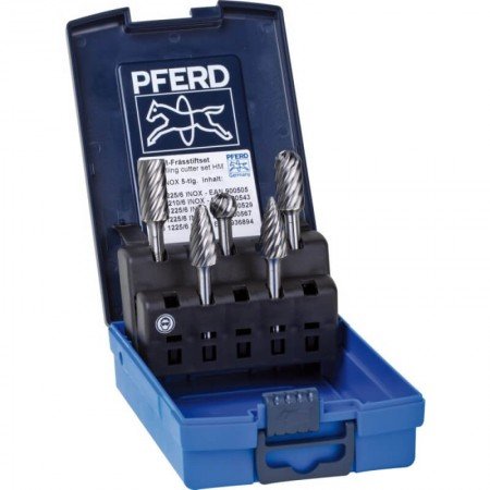 HM frezų rinkinys PFERD INOX 1912, 5vnt.-Šlifavimo frezos-Pneumatiniai šlifuokliai-Pferd-irankiai-darbui