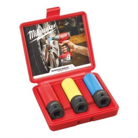 3 dalių smūginių galvučių rinkinys MILWAUKEE 1/2"-Galvutės, galvučių rinkiniai-Autoserviso įranga-Milwaukee Accessories-irankiai