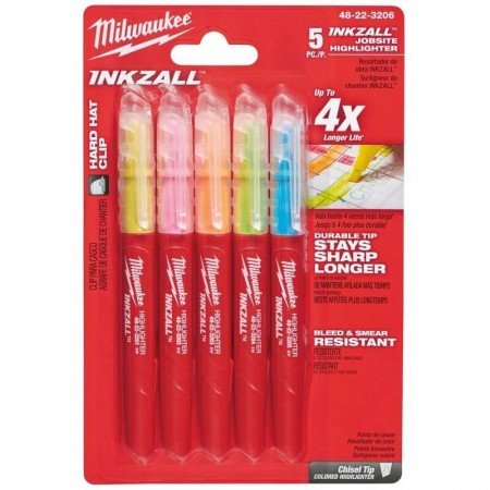 Spalvotų žymeklių rinkinys MILWAUKEE Inkzall, 5vnt.-Žymekliai-Matavimo įrankiai-Milwaukee Accessories-irankiai-darbui