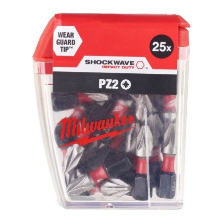 Smūginis sukimo antgalis MILWAUKEE PZ2x25 25 vnt.-Atsuktuvų antgaliai, adapteriai-Suktuvai, gręžtuvai ir veržliasukiai-Milwaukee