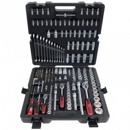 Raktų, terkšlių ir galvučių rinkinys KS TOOLS 1/4"+3/8"+1/2", 216 dalių-Galvutės, galvučių rinkiniai-Autoserviso įranga-KsTools-