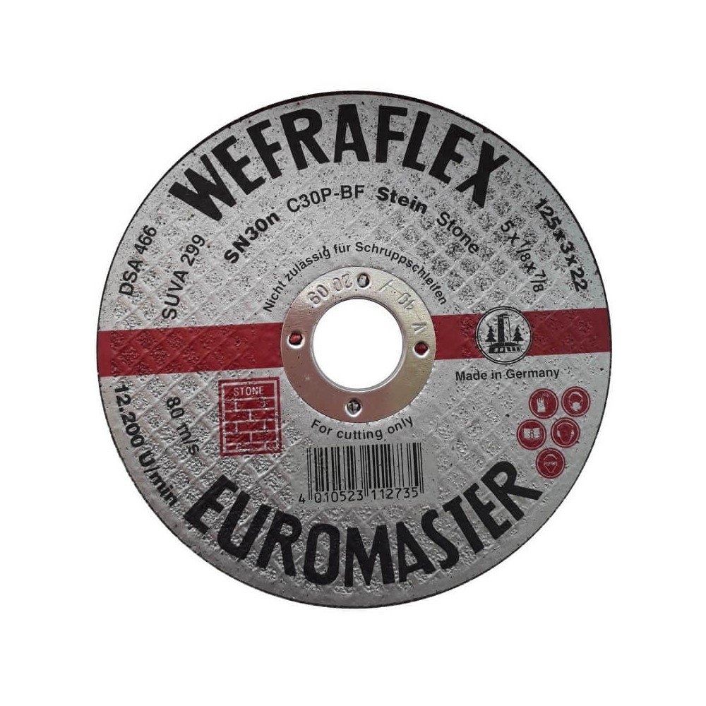 Akmens pjovimo diskas WEFRA SN24n 125x3x22mm-Įrankiai darbui-Įrankiai darbui-Wefra-irankiai-darbui
