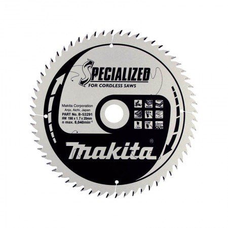 Pjovimo diskas MAKITA B-53291 190x20x1,7mm-Medžio pjovimo diskai-Medžio pjovimo staklės-Makita Accessories-irankiai-darbui