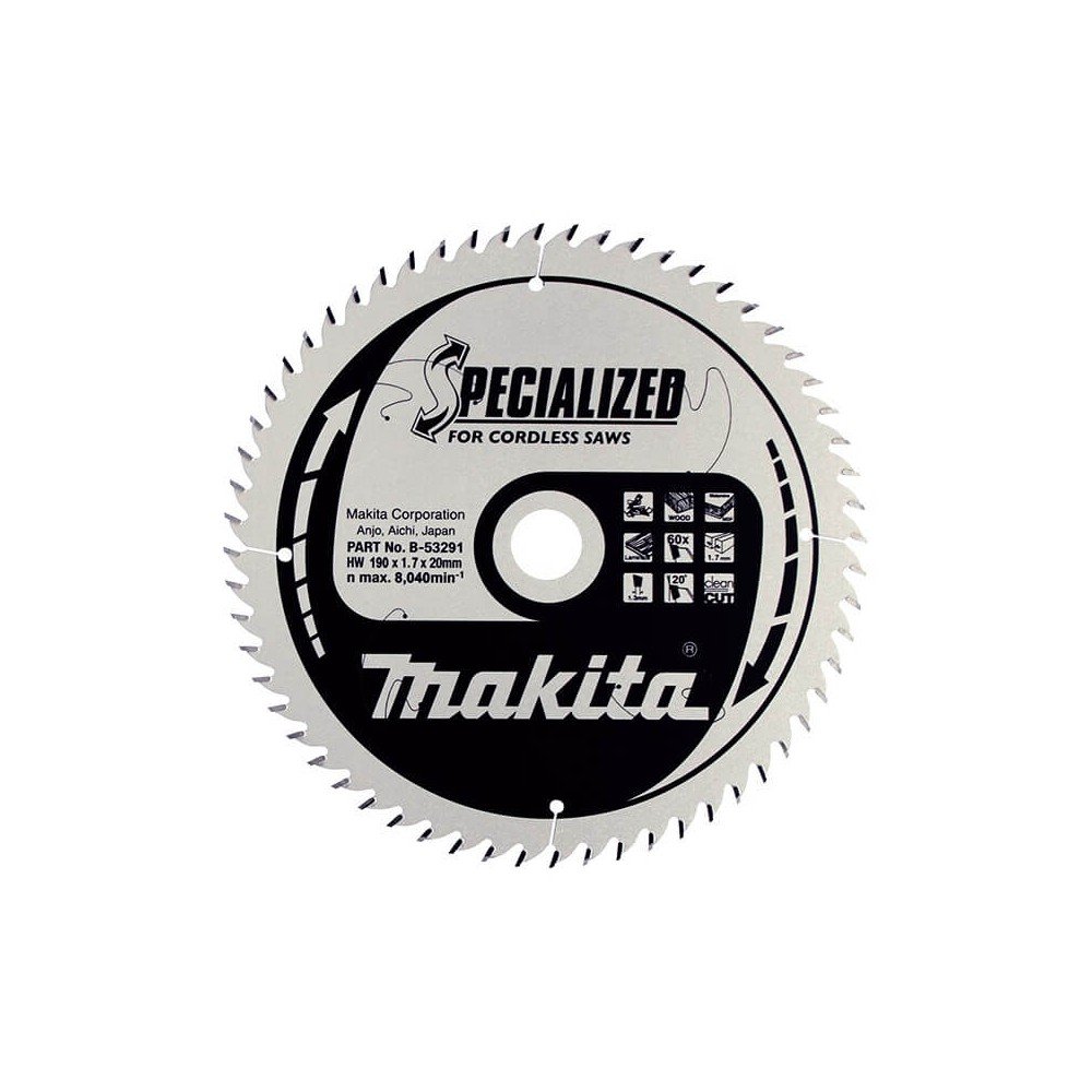 Pjovimo diskas MAKITA B-53291 190x20x1,7mm-Medžio pjovimo diskai-Medžio pjovimo staklės-Makita Accessories-irankiai-darbui