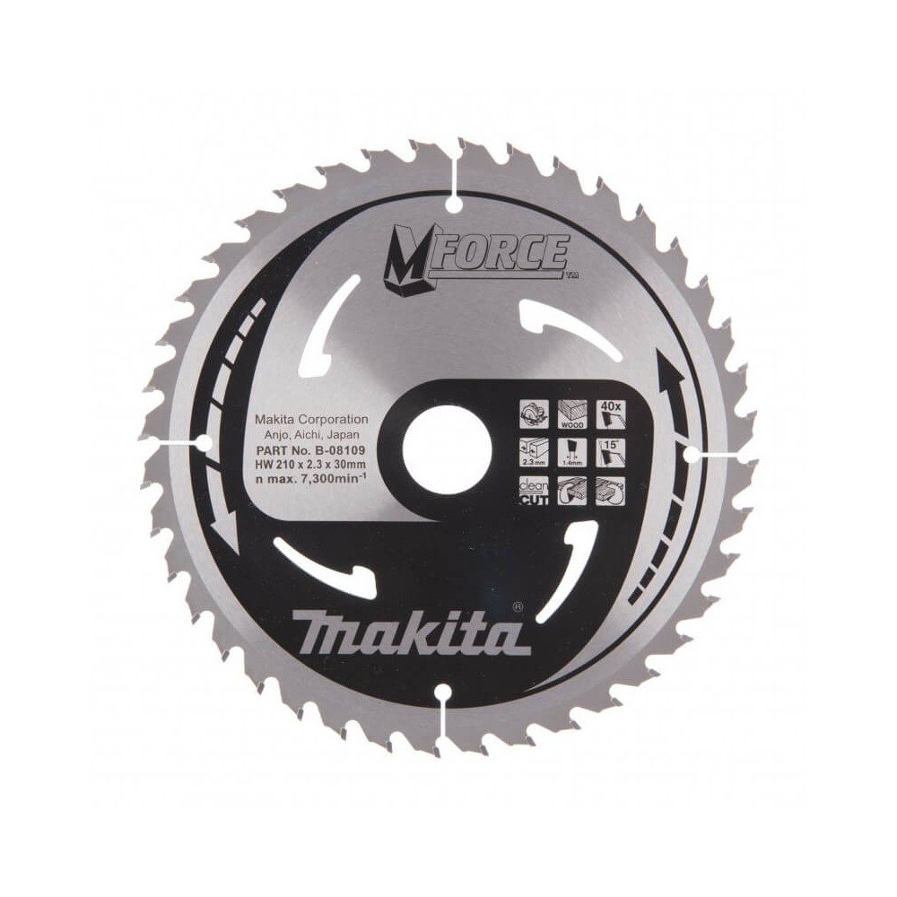 Pjovimo diskas MAKITA 210x30x2,3mm 40T 15° M-Force-Medžio pjovimo diskai-Medžio pjovimo staklės-Makita Accessories-irankiai-darb