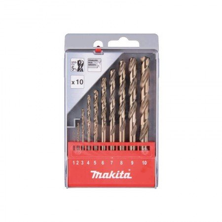 10 dalių metalo grąžtų rinkinys MAKITA HSS Co5 1-10mm-Grąžtų rinkiniai-Metalo grąžtai, frezos-Makita Accessories-irankiai-darbui