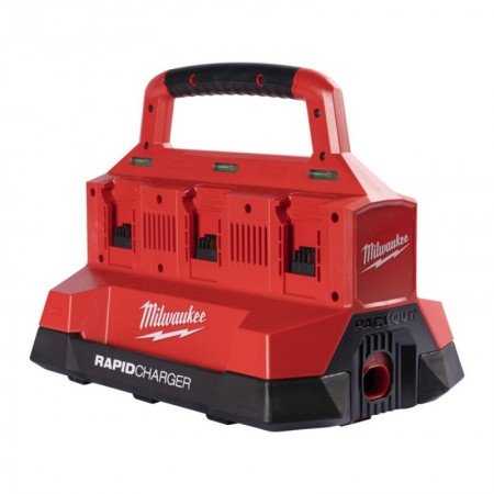 6-ių vietų greitasis akumuliatorių įkroviklis MILWAUKEE M18 PC6 Packout-Įrankių akumuliatoriai ir jų priedai-Akumuliatoriniai įr