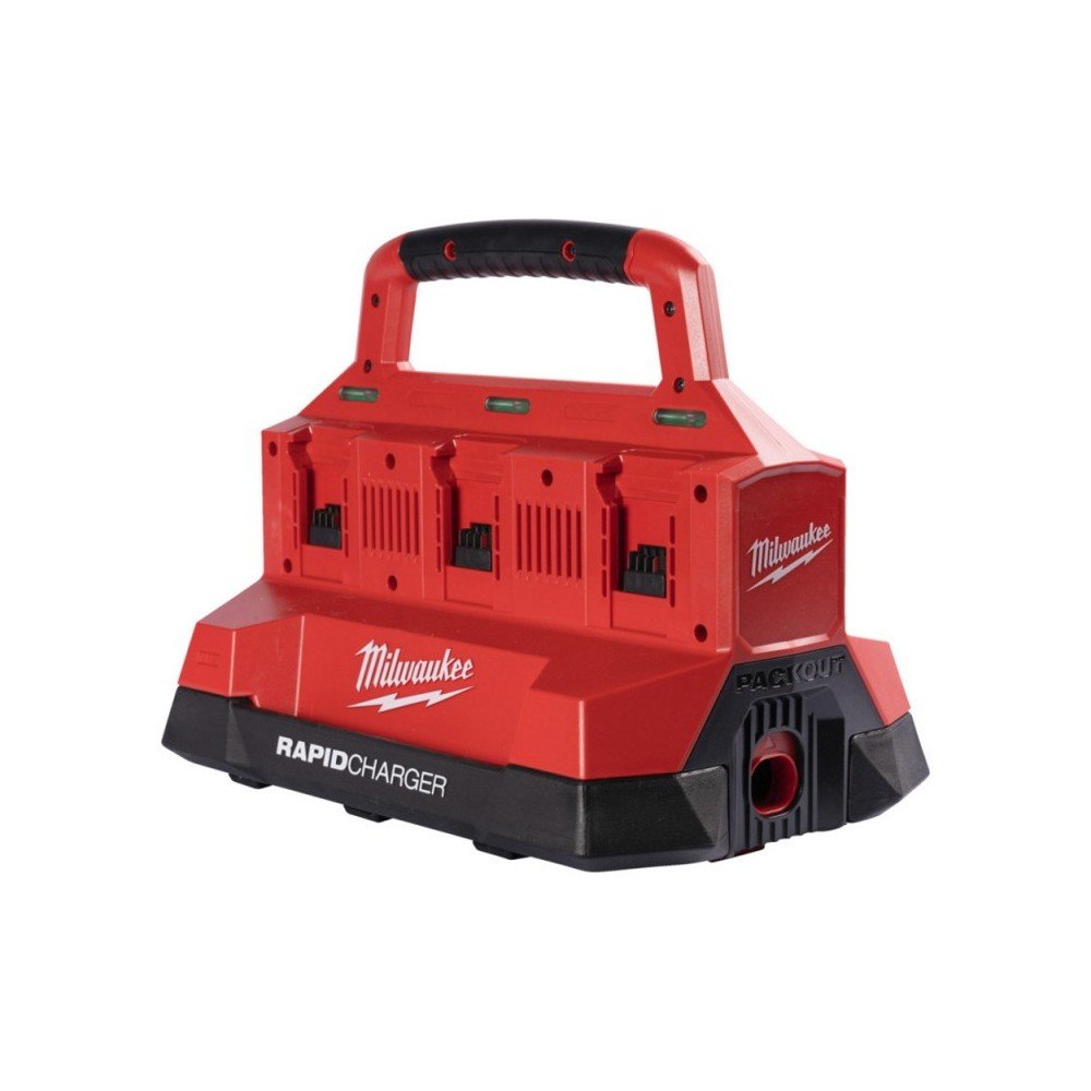 6-ių vietų greitasis akumuliatorių įkroviklis MILWAUKEE M18 PC6 Packout-Įrankių akumuliatoriai ir jų priedai-Akumuliatoriniai įr