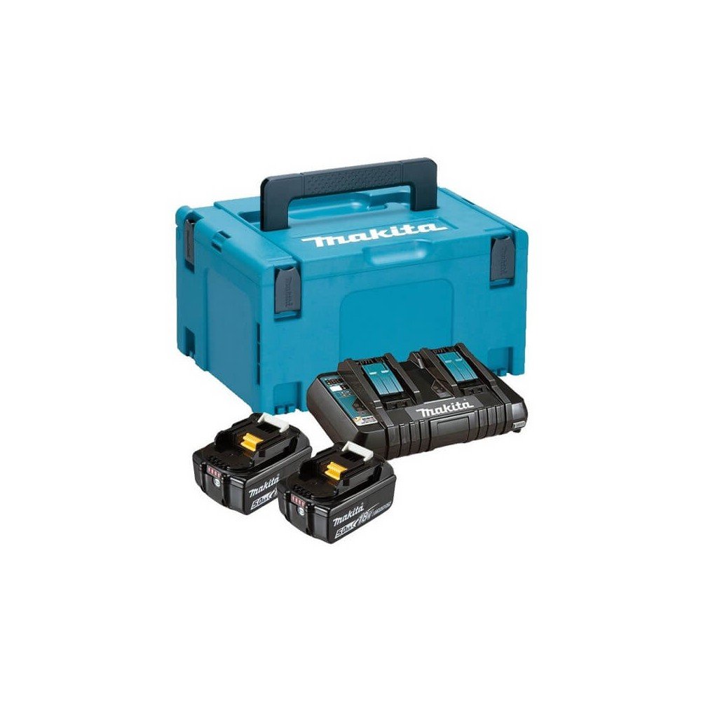 Akumuliatorių ir įkroviklio komplektas MAKITA 197629-2 PowerPack 18V 5,0Ah-Įrankių akumuliatoriai ir jų priedai-Akumuliatoriniai