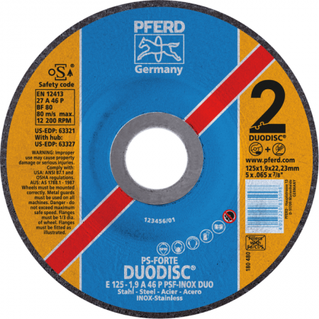 Pjovimo ir šlifavimo diskas PFERD E125-2.8 A46 P PSF-INOX-DUO-Abrazyviniai metalo pjovimo diskai-Medžio pjovimo staklės-Pferd-ir