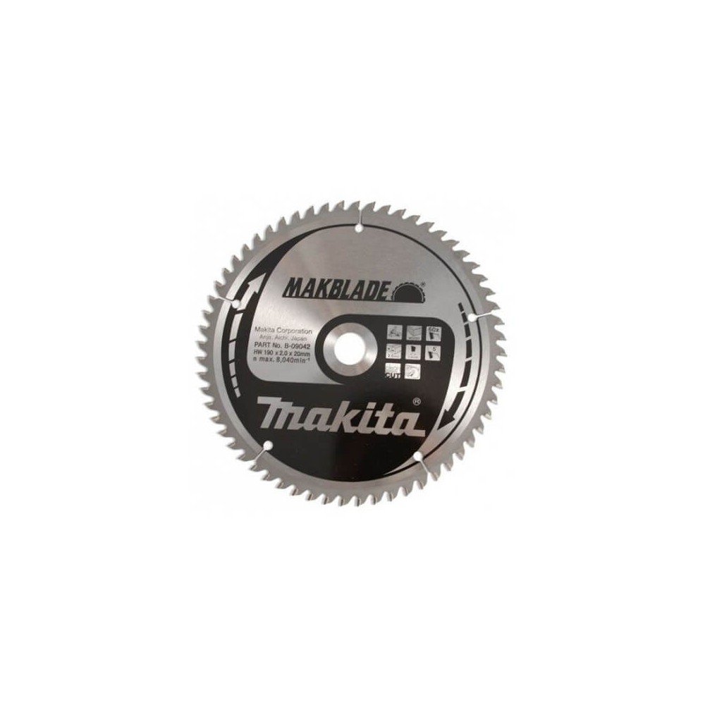 Pjovimo diskas 190x20x2,0mm 60T 5° MAKITA-Medžio pjovimo diskai-Medžio pjovimo staklės-Makita Accessories-irankiai-darbui Pjovimo diskas 190x20x2,0mm 60T 5° MAKITA-Medžio pjovimo diskai-Medžio pjovimo staklės-Makita Accessories-irankiai-darbui