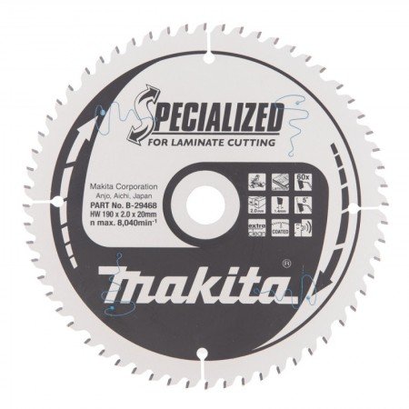 Pjovimo diskas laminatui 190x20mm 60T MAKITA-Medžio pjovimo diskai-Medžio pjovimo staklės-Makita Accessories-irankiai-darbui