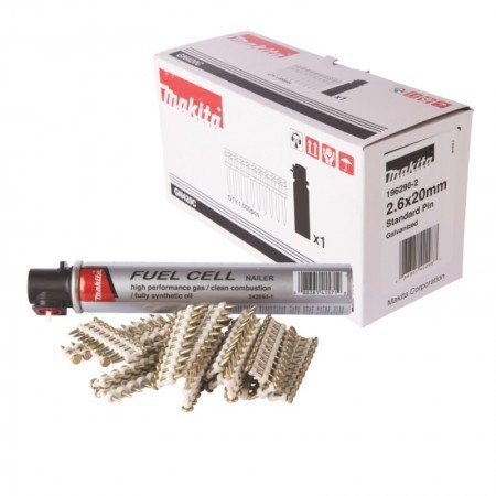 STANDARD vinys betonui(1000vnt.) + dujų balionėlis MAKITA 2,6x20 mm-Vinutės-Akumuliatoriniai kniedikliai, viniakalės-Makita Acce