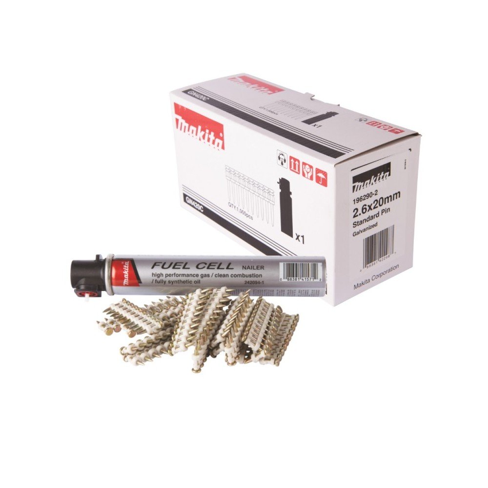 STANDARD vinys betonui(1000vnt.) + dujų balionėlis MAKITA 2,6x25 mm-Vinutės-Akumuliatoriniai kniedikliai, viniakalės-Makita Acce STANDARD vinys betonui(1000vnt.) + dujų balionėlis MAKITA 2,6x25 mm-Vinutės-Akumuliatoriniai kniedikliai, viniakalės-Makita Acce