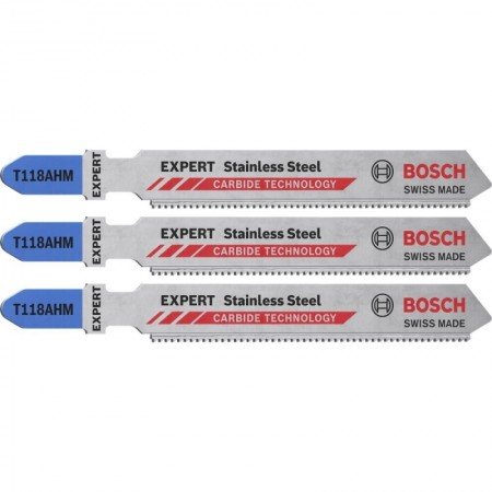 Pjūkleliai BOSCH Expert Stainless Steel T 118 AHM, 3vnt.-Pjūkleliai siaurapjūkliams-Priedai įrankiams-Bosch-irankiai-darbui