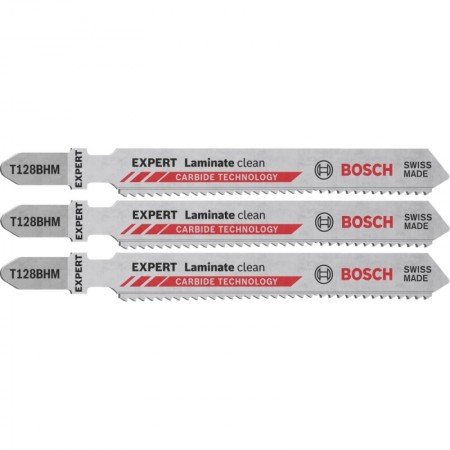 Pjūkleliai BOSCH Expert Laminate Clean T128 BHM, 3vnt.-Pjūkleliai siaurapjūkliams-Priedai įrankiams-Bosch-irankiai-darbui