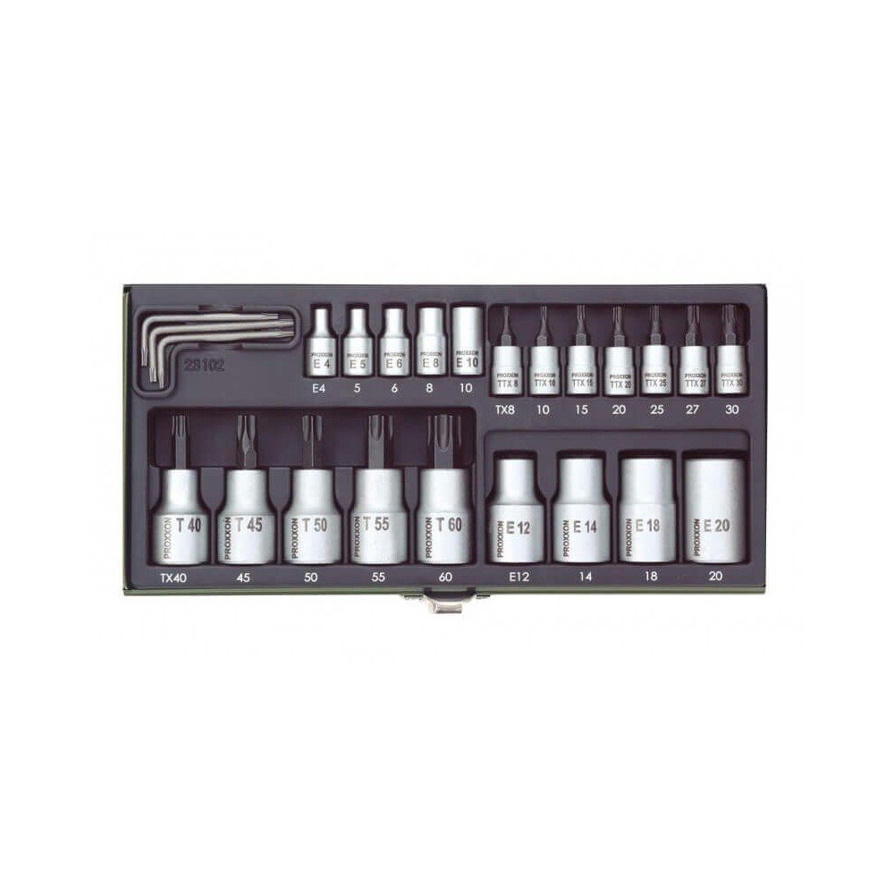 Galvučių rinkinys 1/4"+1/2" TX PROXXON-Galvutės, galvučių rinkiniai-Autoserviso įranga-PROXXON-irankiai-darbui Galvučių rinkinys 1/4"+1/2" TX PROXXON-Galvutės, galvučių rinkiniai-Autoserviso įranga-PROXXON-irankiai-darbui