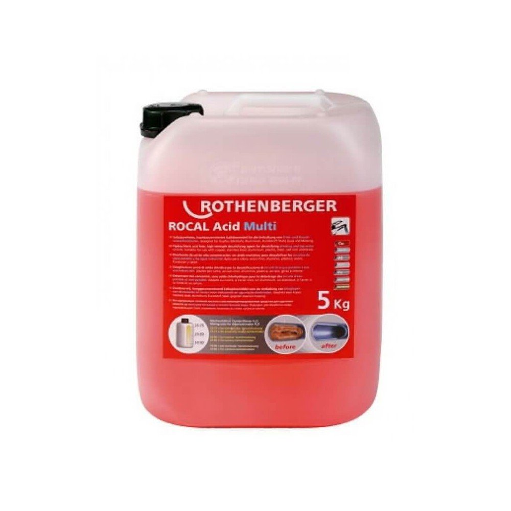 Nukalkinimo skystis ROTHENBERGER RoCal Acid Multi 5,0 kg-Vamzdžių testavimo, priežiūros ir šaldymo įranga-Santechnikos įrankiai- Nukalkinimo skystis ROTHENBERGER RoCal Acid Multi 5,0 kg-Vamzdžių testavimo, priežiūros ir šaldymo įranga-Santechnikos įrankiai-