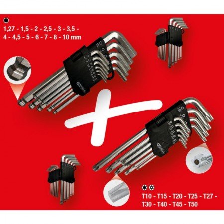 22 dalių šešiakampių ir Torx raktų rinkinys KS TOOLS-Šešiakampiai L-formos raktai-Rankiniai įrankiai-KsTools-irankiai-darbui