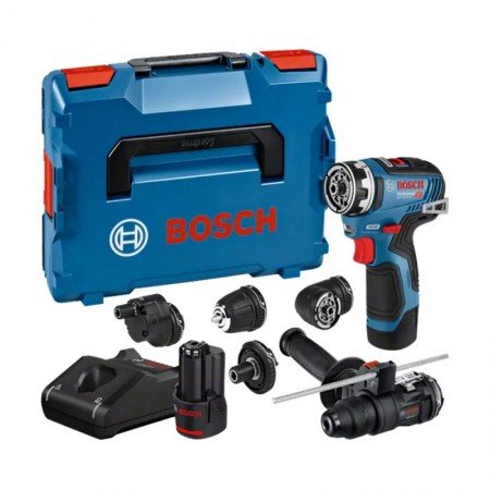 Akumuliatorinis suktuvas-gręžtuvas BOSCH GSR 12V-35 FC su priedais-Akumuliatoriniai suktuvai/gręžtuvai-Akumuliatoriniai suktuvai