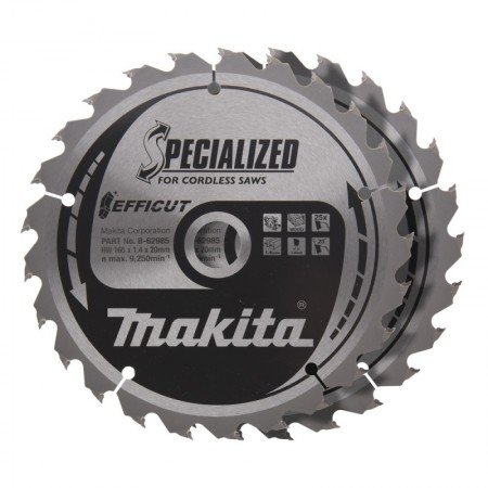 Pjovimo diskas medienai MAKITA Efficut 165x1,4x20mm T25 23°, 2 vnt.-Medžio pjovimo diskai-Medžio pjovimo staklės-Makita Accessor