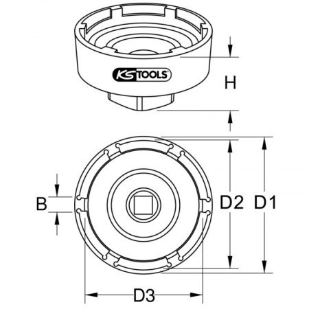 Galvutė važiuoklei KS TOOLS Scania 3/4" Ø70mm-Galvutės, galvučių rinkiniai-Autoserviso įranga-KsTools-irankiai-darbui