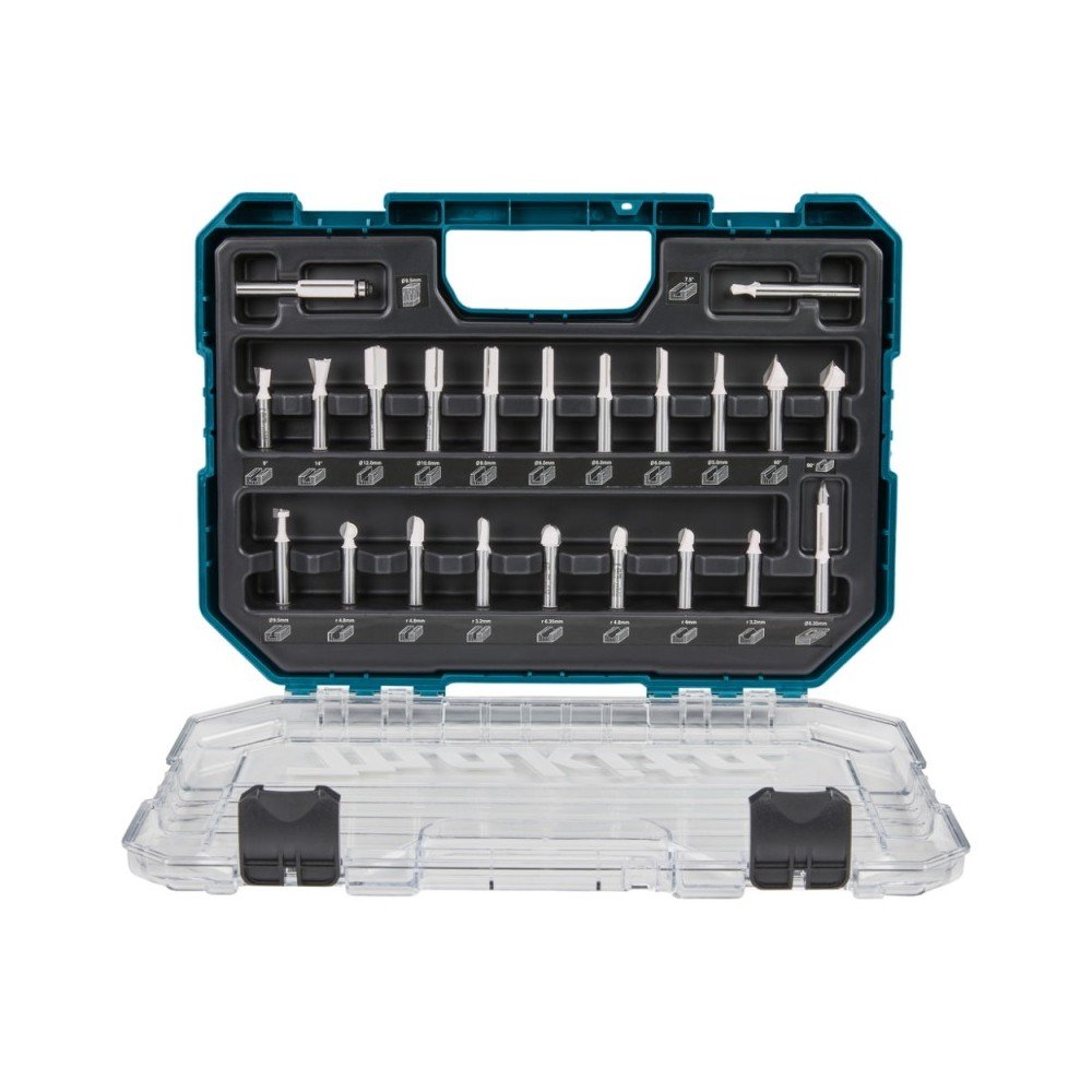 22 dalių frezų komplektas MAKITA D-74784-Medžio frezos-Medžio grąžtai, frezos-Makita Accessories-irankiai-darbui