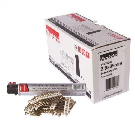 Dujų balionėlio ir vinių betonui rinkinys MAKITA Standart 2,6x40mm, 1000vnt.-Vinutės-Akumuliatoriniai kniedikliai, viniakalės-Ma