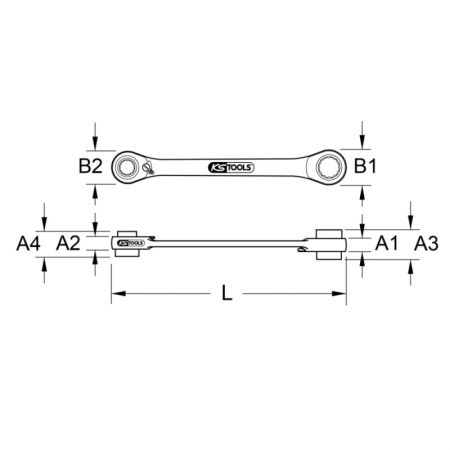 Dvigubas terkšlinis veržliaraktis KS TOOLS 4in1 10x19/13x17mm-Veržliarakčiai-Rankiniai įrankiai-KsTools-irankiai-darbui