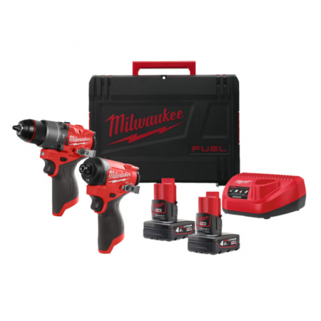 Akumuliatorinių įrankių rinkinys MILWAUKEE M12 FPP2A2-402X-Akumuliatoriniai smūginiai suktuvai-Akumuliatoriniai suktuvai, gręžtu