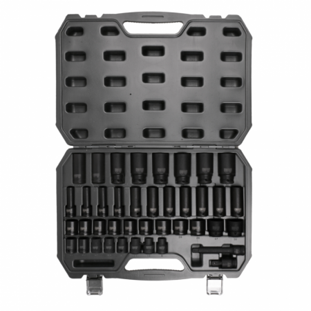 Ilgų ir trumpų smūginių galvų komplektas KS TOOLS 1/2", 40vnt.-Galvutės, galvučių rinkiniai-Autoserviso įranga-KsTools-irankiai-