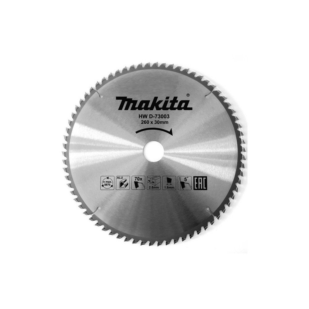 Pjovimo diskas aliuminiui MAKITA 260x30x2,8 70T 5°-Metalo pjovimo diskai-Pjovimo diskai-Makita Accessories-irankiai-darbui Pjovimo diskas aliuminiui MAKITA 260x30x2,8 70T 5°-Metalo pjovimo diskai-Pjovimo diskai-Makita Accessories-irankiai-darbui