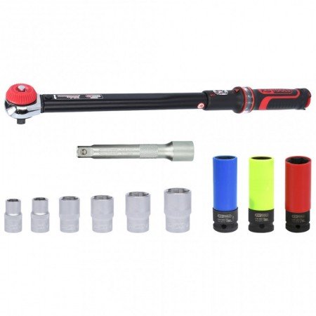 11 dalių dinamometrinio rakto ir galvučių rinkinys KS TOOLS 20-200Nm 1/2"-Dinamometriniai raktai-Autoserviso įranga-KsTools-iran